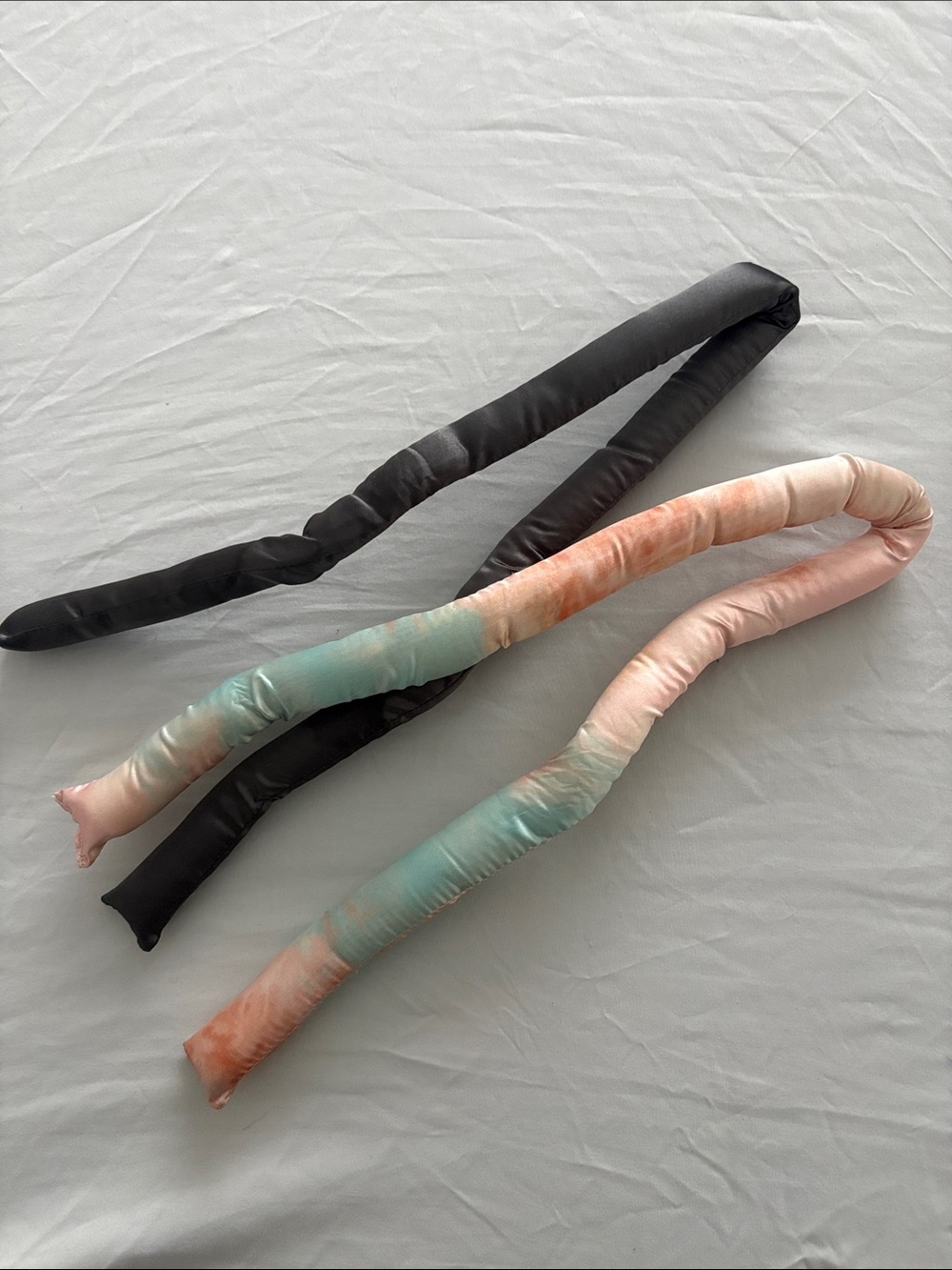 No-Heat Spiral Hair Wrap Set - Black and Pastel Tie-Dye